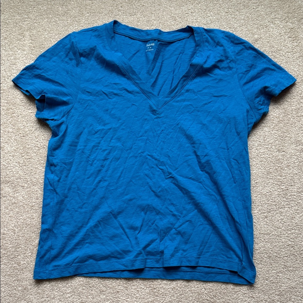 Madewell Blue/Aqua V-Neck Short Sleeve Tee Size Medium